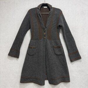 Rivamonti Cardigan Sweater Womens Medium Gray Brown Wool Mohair Alpaca Italy